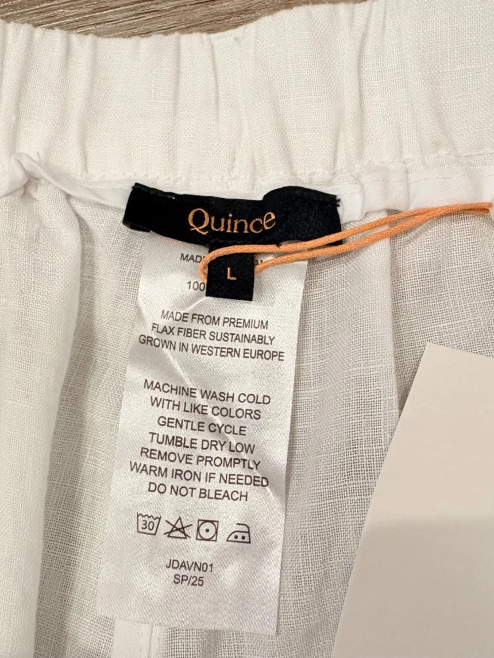 NWT Quince White 100% European Linen Pull On Pants, Ankle Length Size L - Picture 2 of 9